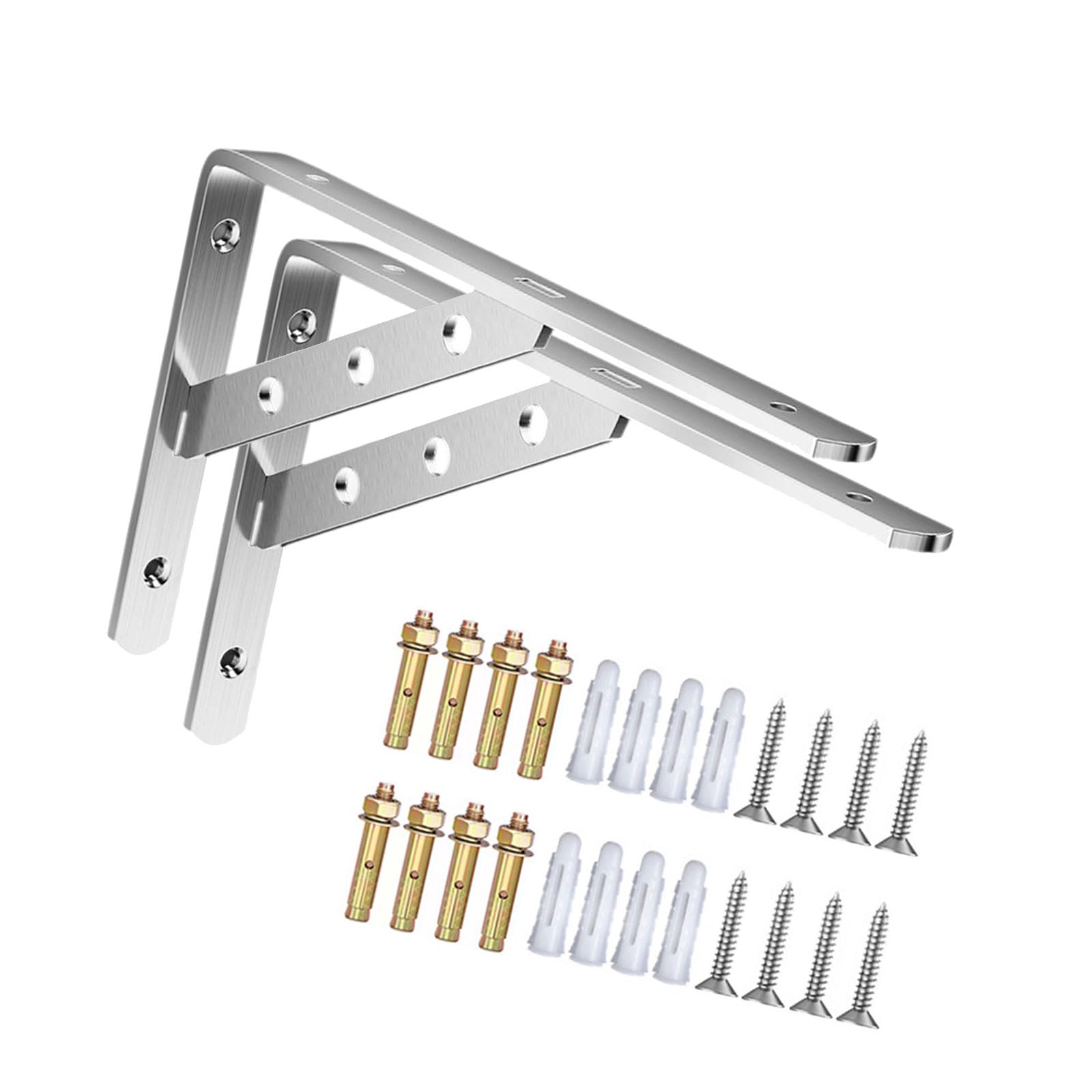 2Pcs Stainless Steel Brackets Heavy Duty Triangular Frame Wall Shelf Right Angles Stand Enduring Triangular Brackets Wall Shelf