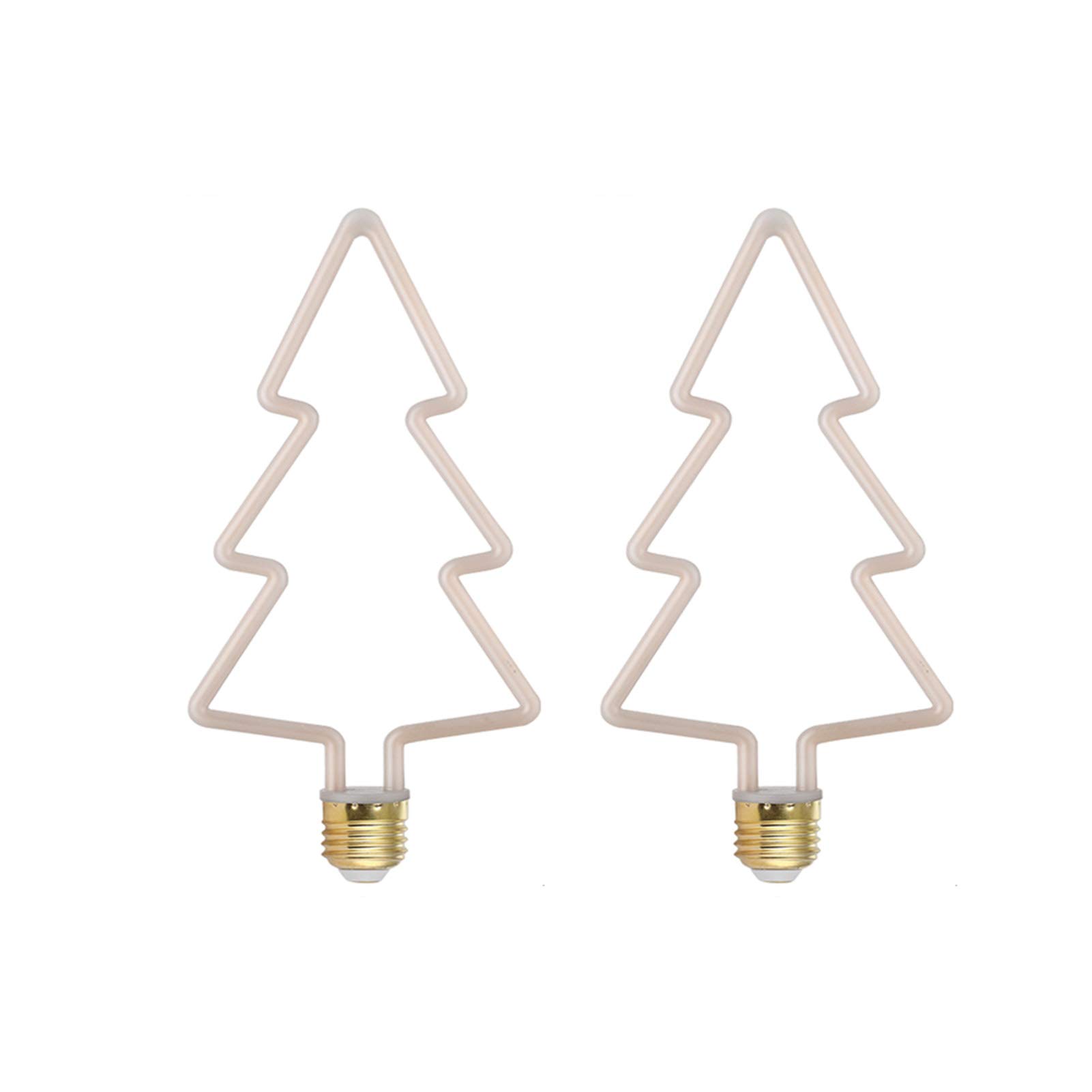 Ampoules LED conception irrégulière 7W Ampoule décorative à filament LED Ampoules Edison blanc chaud non dimmables 360 degrés ; Angle faisceau E27, veilleuse en forme d'arbre Noël, paquet 2, blanc la