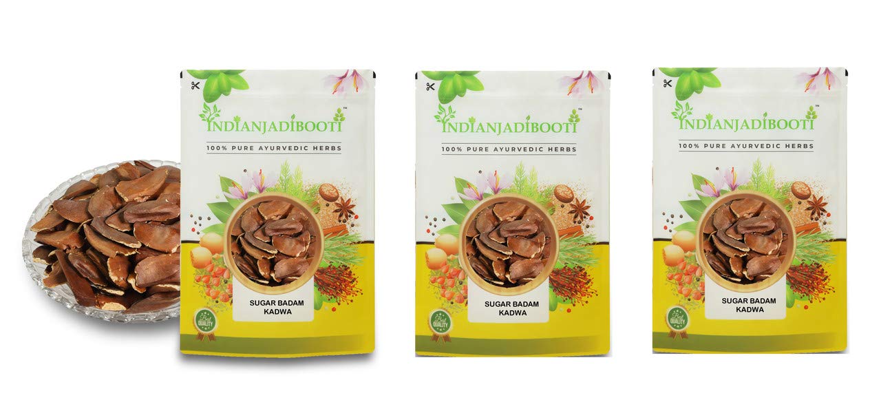 IndianJadiBooti Sugar Badam Kadwa - Kadua Badam - Sky Fruit - Almond, 3 Packs of 900 Grams