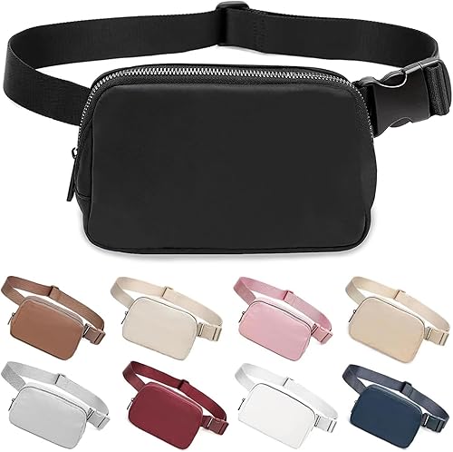 Riñonera para correr para mujeres y hombres, bolsa cruzada con correa ajustable para deportes, Negro2