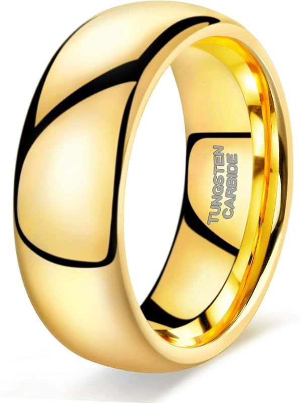 TRUMIUM Anillo de boda de tungsteno de 0.079 in, 0.157 in, 0.236 in, 0.315 in, para hombres y mujeres, chapado en plata/oro rosa/arco iris/chapado en oro, anillos de compromiso con cúpula de alto pulido, ajuste cómodo 4-15
