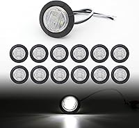 Vista 14 de TMH Luces indicadoras de marcador lateral ámbar de 1-1/4 pulgadas, redondas, 6 luces LED de bala transparente para camión, autobús, caravana