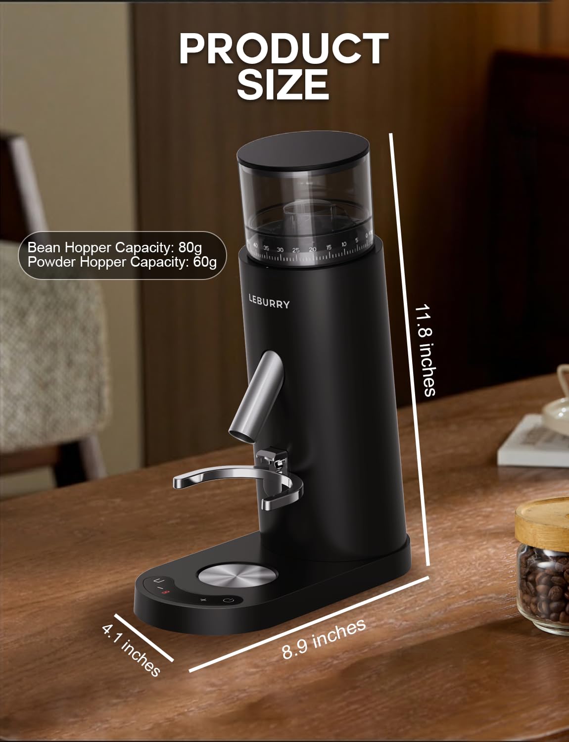 Molinillo de café portátil – Molinillo de café espresso recargable con molino de acero inoxidable con 60 ajustes de molienda ajustables