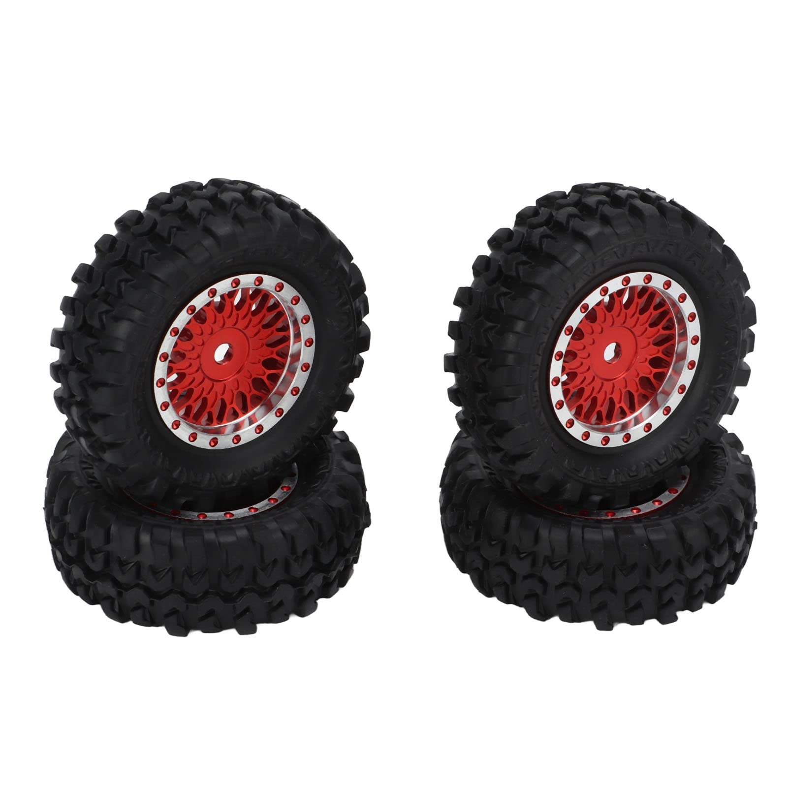 EVTSCAN 4PCS RC Car Wheels Mesh Wheels and Tires Set for Xiaomi Jimny XMYKC01CM 1/16 Remote Control Cars(Red)