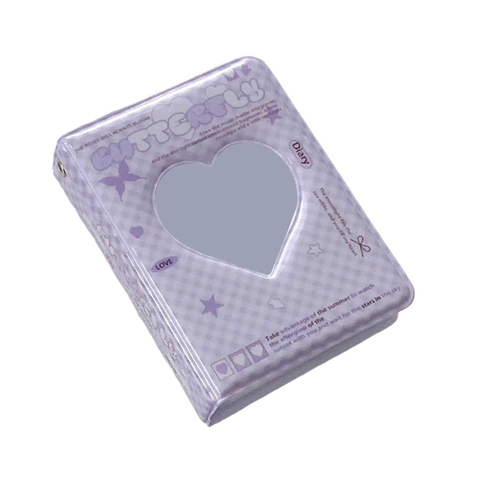 Portable 3Inch Card Album Heart Hollowed Design Photo Holders with 40 Pocket Photocard Binder for Students and Adults Portable Photo Album
