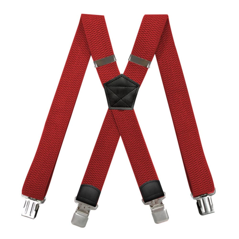 Tirantes para pantalones de hombre Tirantes elásticos for hombre de 3,5 x 120 cm con espalda en forma de X, tirantes anchos elásticos con grano de maíz, suspensorio ajustable de 4 clips for trabajo(Re