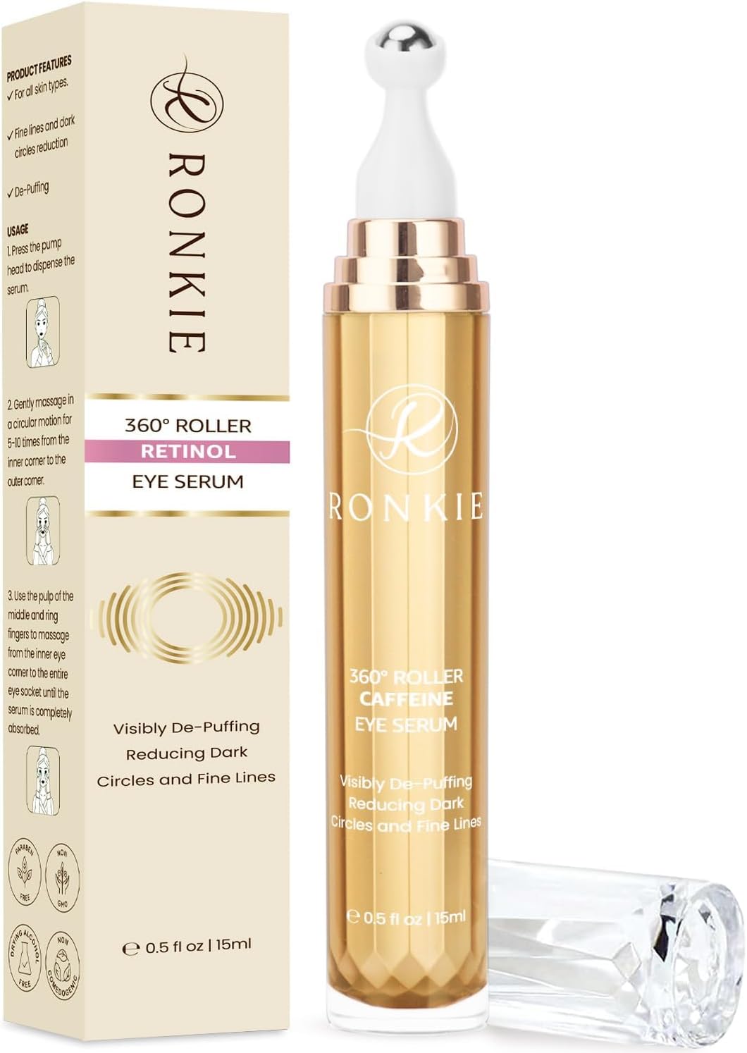 Eye Cream for Dark Circles: Under Eye Cream with Caffeine Retinol - Reduces Under Eye Bags and Fine Lines Pink