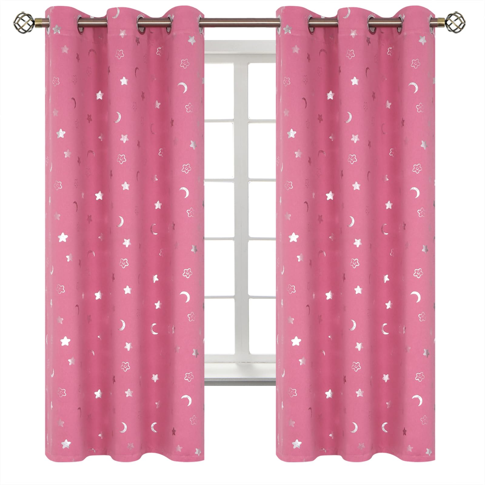 BGment Pink Blackout Curtains for Kids Bedroom 63 Inch Long - 2 Panels