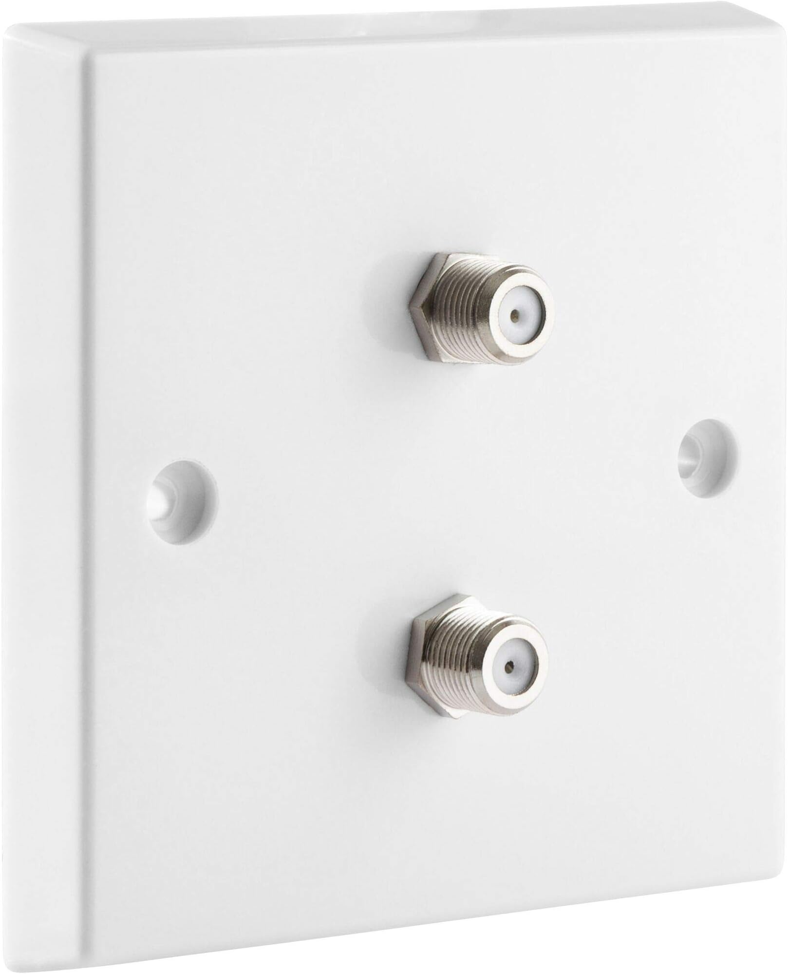 MSG Custom AudioSatellite 2 x F-Type Connector Nickel plated - 1 Gang Wall Plate. NO SOLDERING REQUIRED