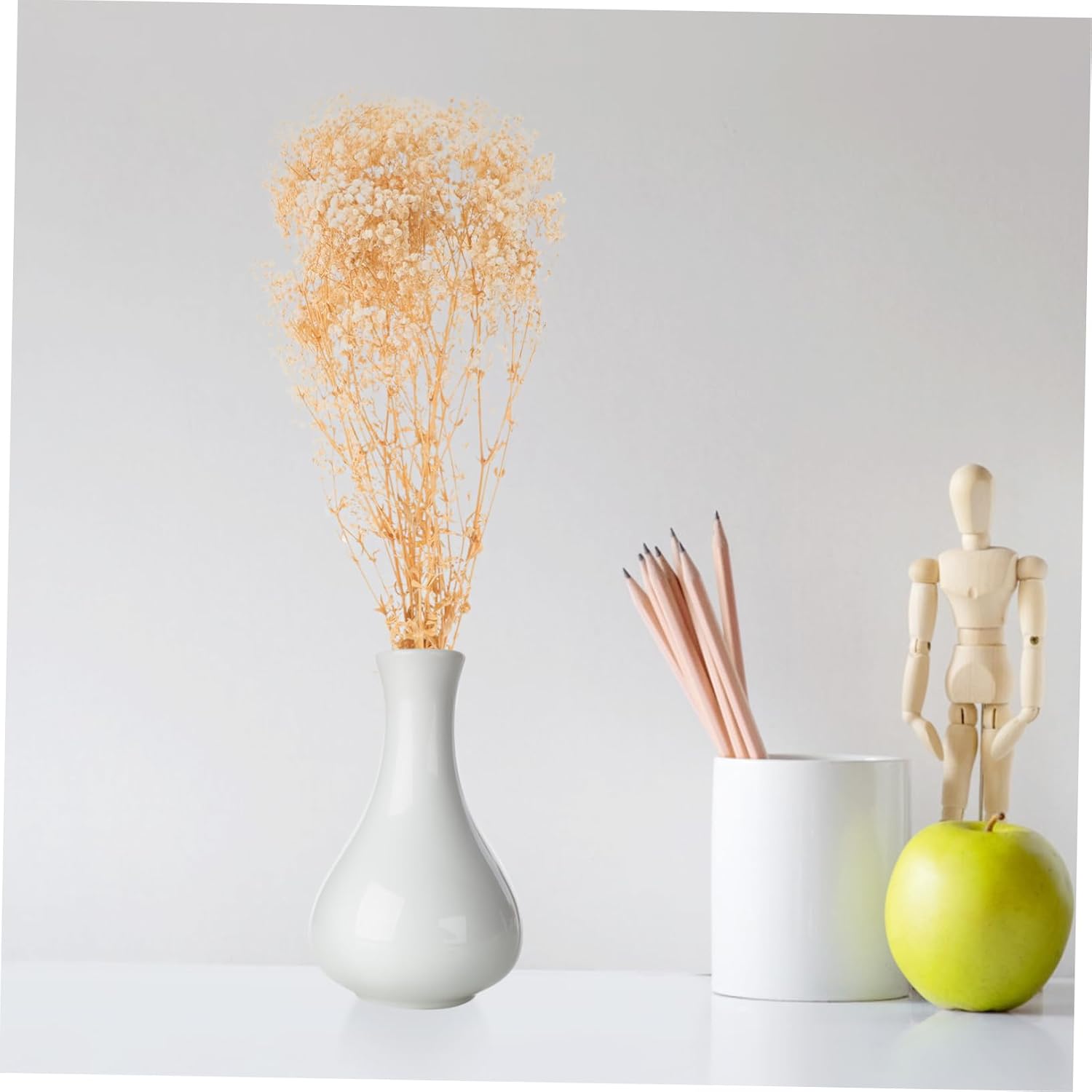 LIFKOME 120g Dried Breath Bouquet for Home Decor Elegant Table Centerpiece Arrangement for Weddings Valentine's Day and Year Decoration White
