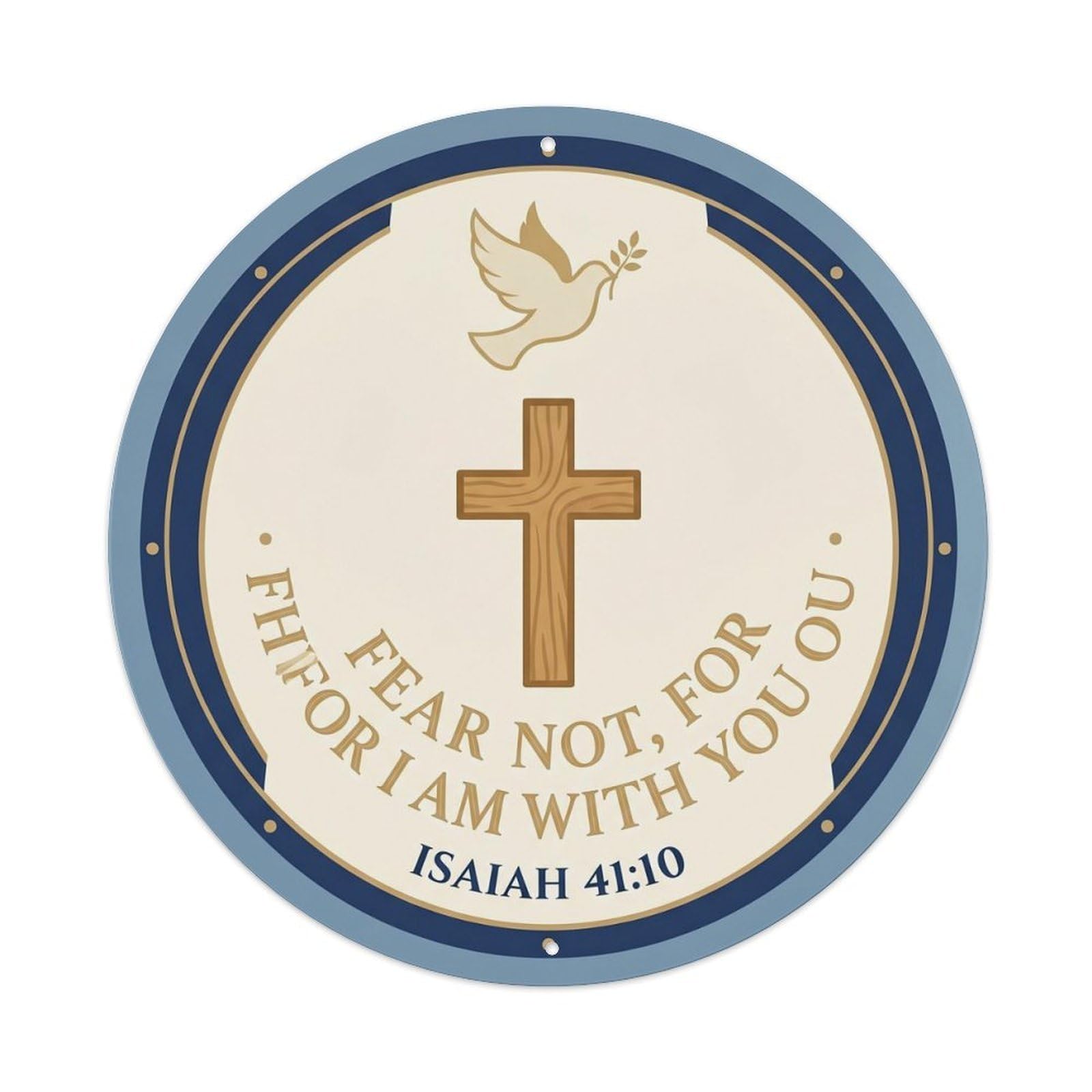 Gentle Gospel Style Blessing Medallion Floral Border Metal Tin Sign Plaque Wall Decor for Cafe, Man Cave, Club Bar, Office, Home Garden Round Metal Poster 8x8Inch