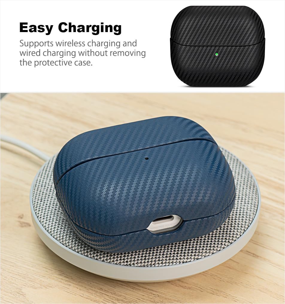 Leather Case - for Samsung Galaxy Buds 3 / Buds3 Pro/Buds 3 FE Case Cover - Selected Skin-Friendly Leather, Carbon Fibre Texture, Handmade Protective Cover for Samsung Buds Pro 3 - Black - Image 6