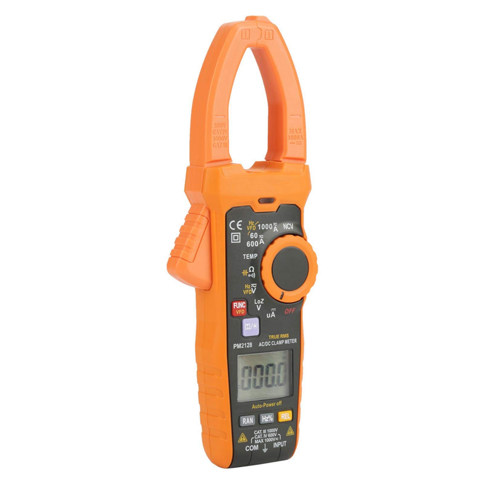 Pinza amperimétrica, portátil 1000A Pinza amperimétrica PM2128 Multímetro Pantalla LCD digital Pinza amperimétrica Voltaje CA/CC Medidor de corriente Pantalla retroiluminada con linterna