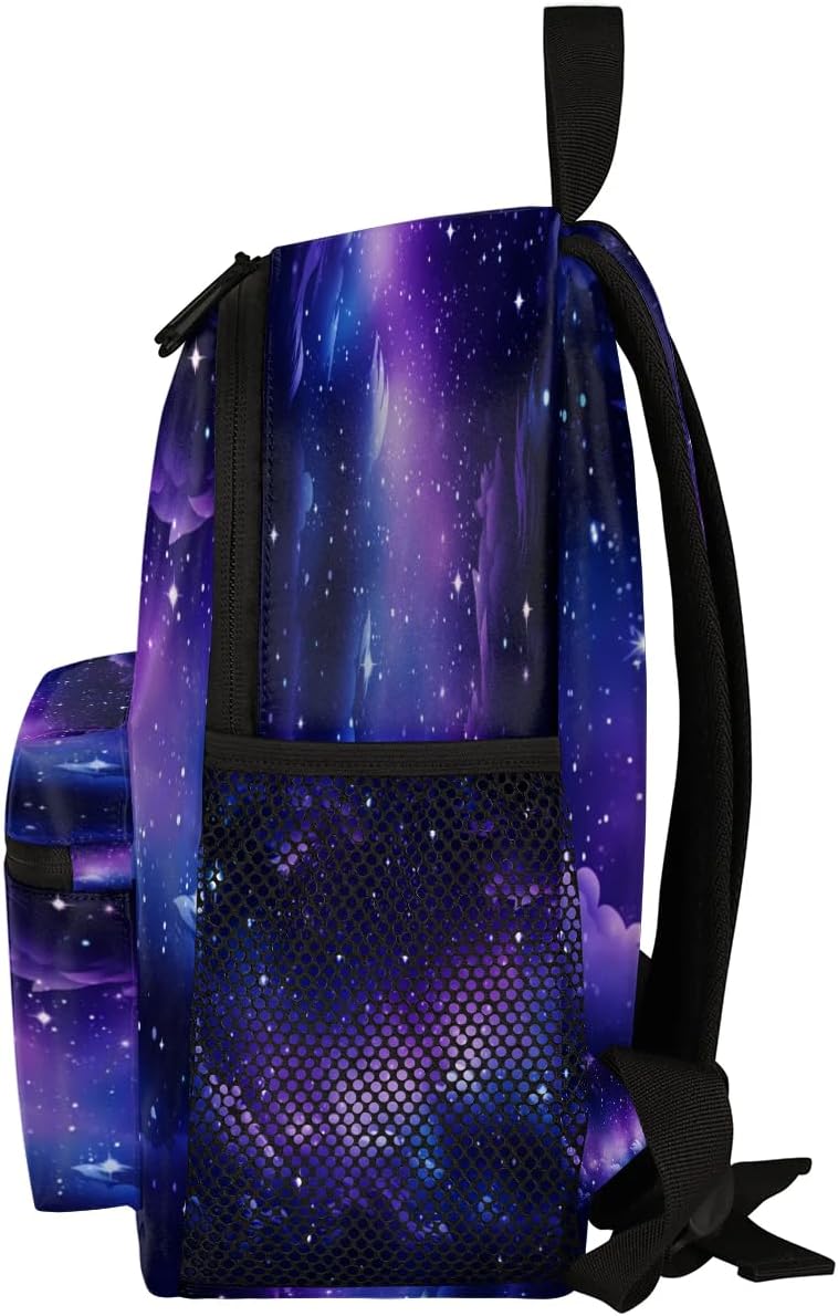 12 Inch Cute Mini Book Bag Small Backpack Multi Compartment Backpack With Chest Strap Galaxy Waterproof Casual Daypack Travel Bag, Nebula Explosion