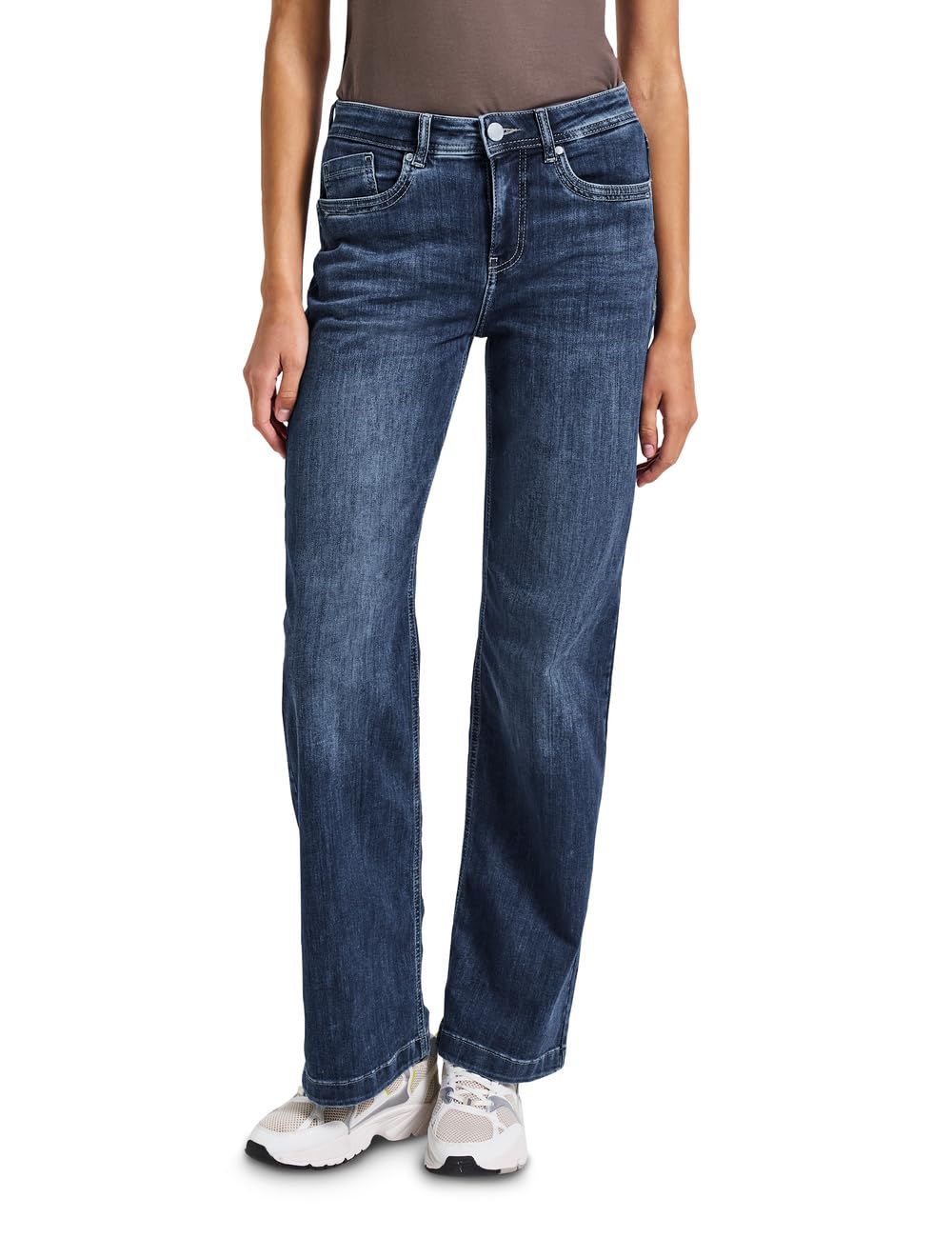 STREET ONE Jeans QR Denim-Wide Leg – Damen, Gr. 27, Länge 30, mid blue soft washed