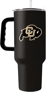 Logo Brands NCAA 40 oz Tumbler with Handle -Stainless Steel Insulated Travel Tumbler with Straw Lid – Powder Coated, Leak-Resistant, Keeps Drinks Hot/Cold – Perfect for Tailgating, or Everyday Use