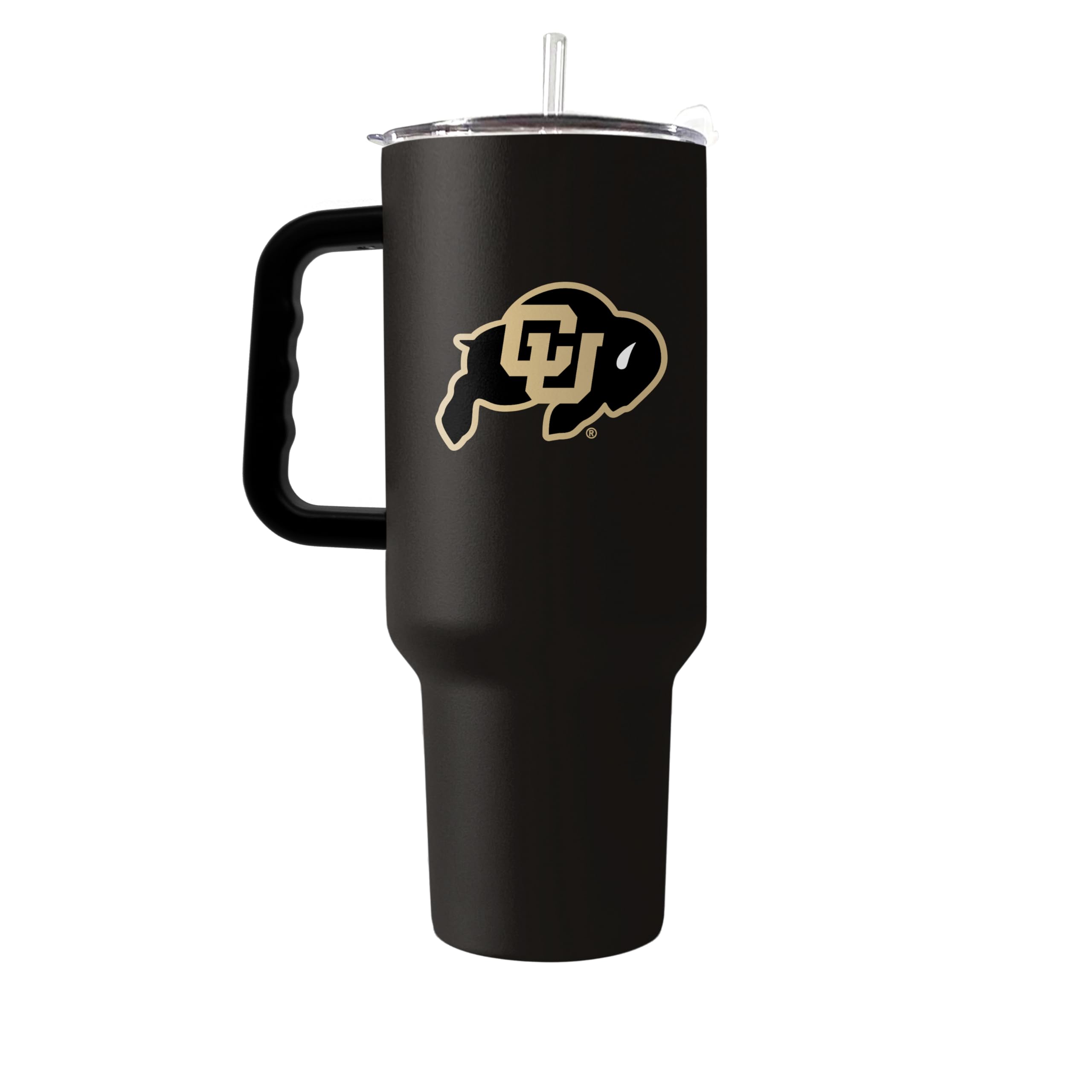 Logo Brands NCAA 40 oz Tumbler with Handle -Stainless Steel Insulated Travel Tumbler with Straw Lid – Powder Coated, Leak-Resistant, Keeps Drinks Hot/Cold – Great for Tailgating, or Everyday Use