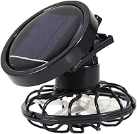 Vista 6 de Ventilador solar portátil, mini clip eléctrico para camping, ventilador de ahorro de energía para picnic, pesca, parque, viajes, Negro -, Retro