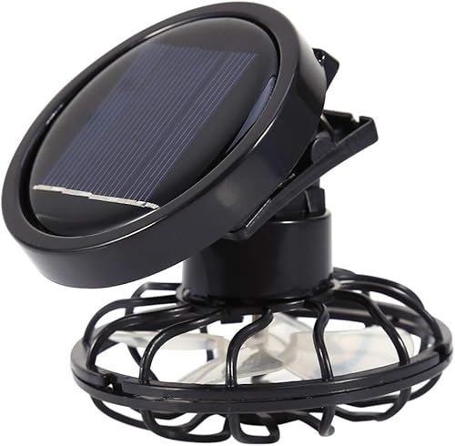 Miniatura 7 de Ventilador solar portátil, mini clip eléctrico para camping, ventilador de ahorro de energía para picnic, pesca, parque, viajes, Negro -, Retro