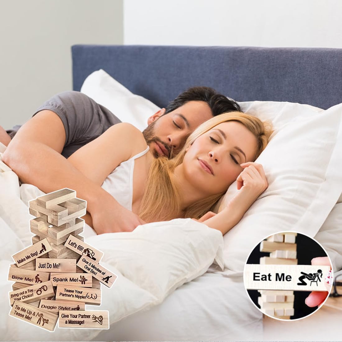 Lot De 48 Blocs Empilables En Bois Avec Messages Fun – Jeu Coquin Pour Couple, Nuit Romantique Et Saint-Valentin