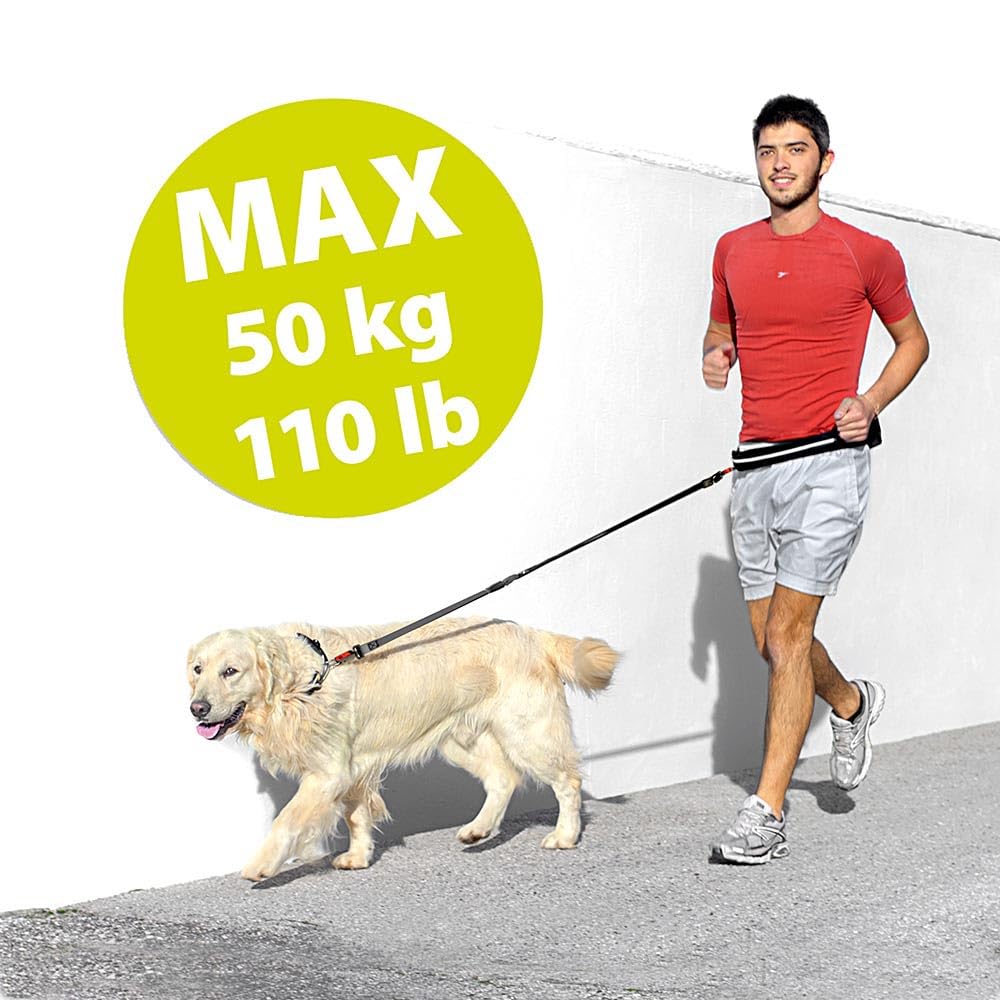Ferplast ERGOCOMFORT Hundeleine Mit Gürtel & Tasche – Elastisch, Verstellbar 70-130 Cm (Grau)