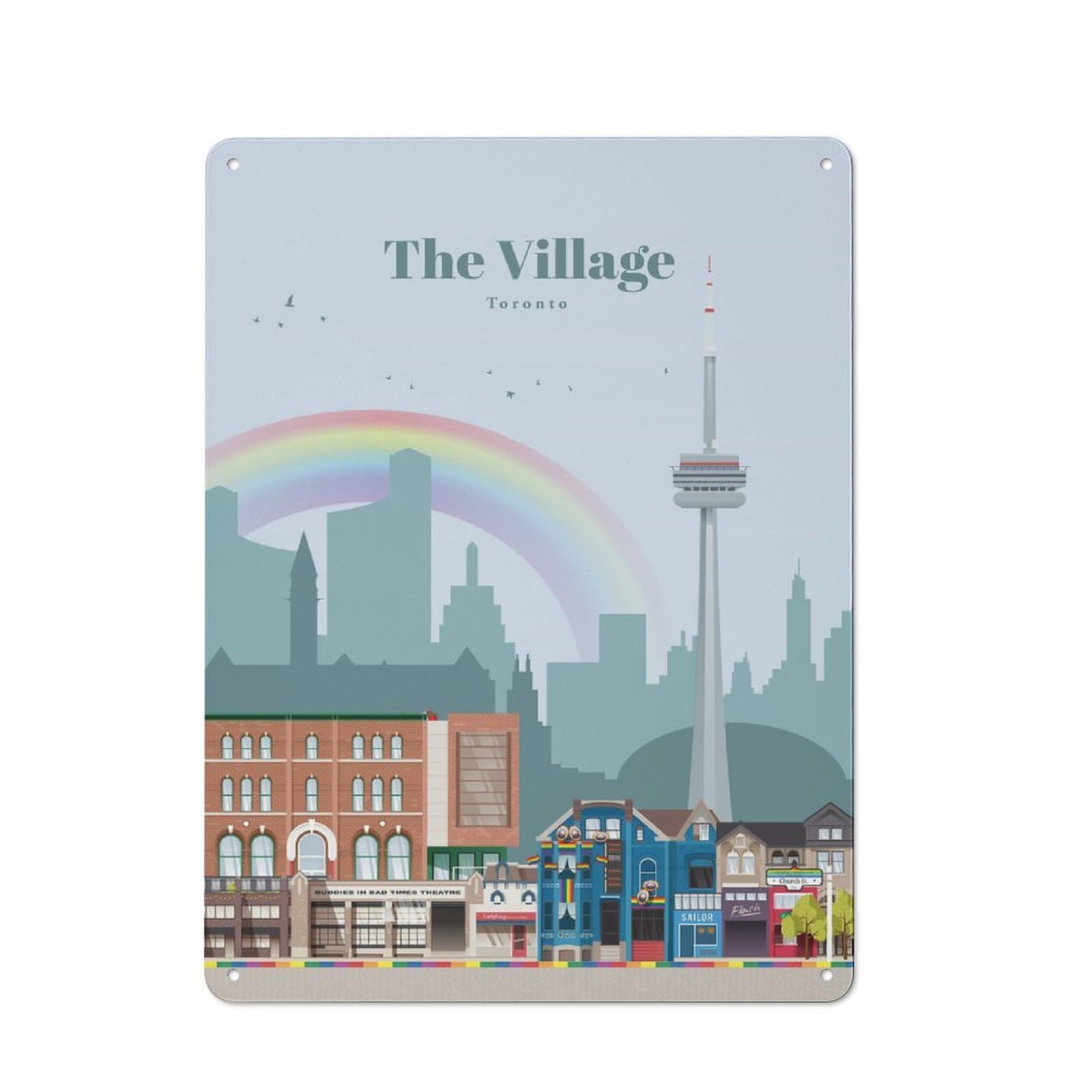 Junmoney The Village In Toronto 40X30cm Rustic Metal Sign With For Home Office Or Studio, Gift For Studio Owners During The Christmas Season