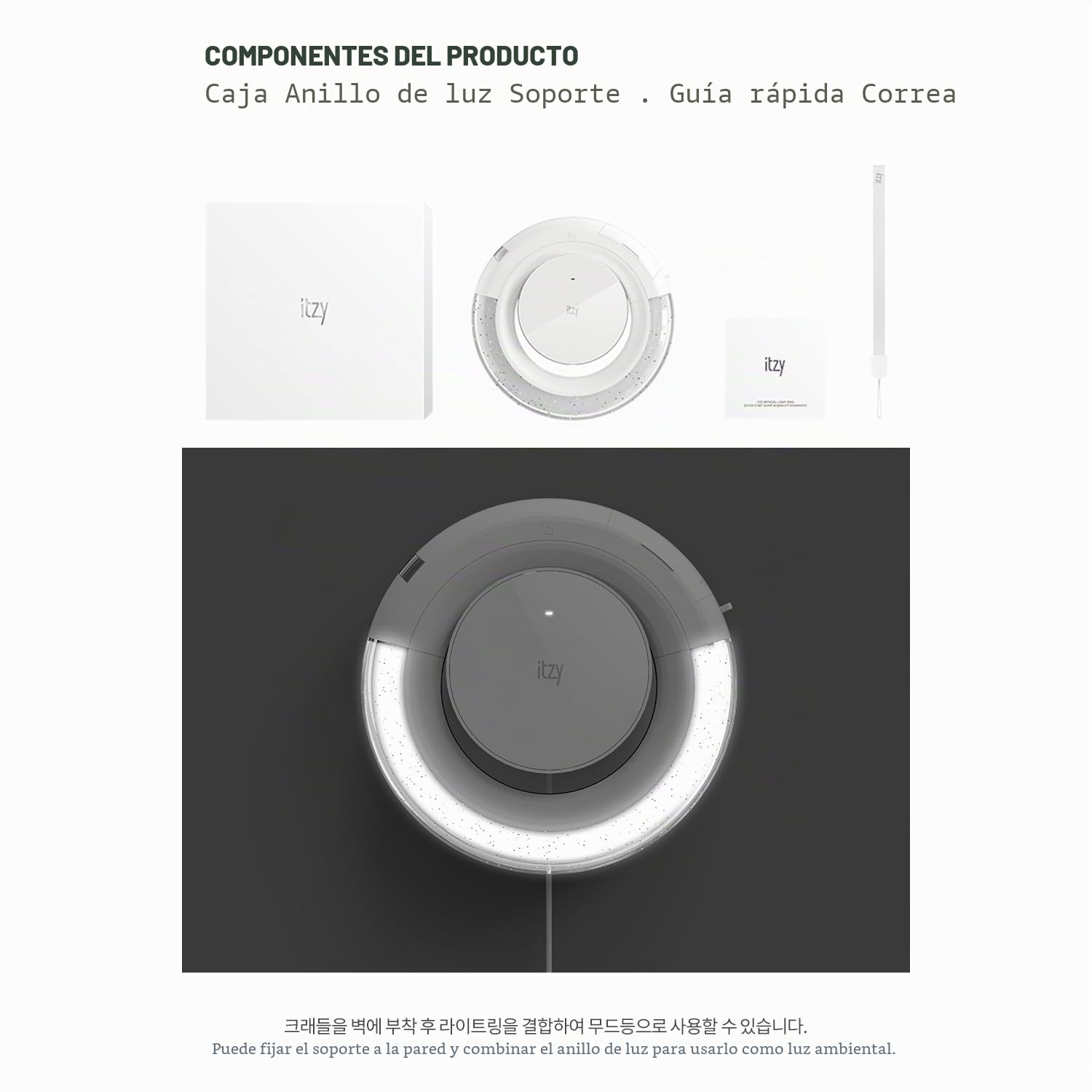 Sdmikeflax - Anillo Luminoso Oficial, luz de cámara, K-Pop fanlight, USB, Caja Fuera, Anillo de luz, Cuna, QSG, Correa