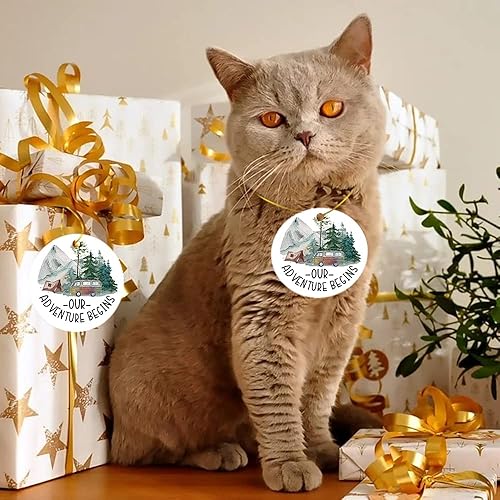 Miniatura 3 de Primer adorno de Navidad, recuerdo rústico con tienda de campaña y árbol verde, 2021, 1 aventura de Navidad, regalo de boda para parejas recién