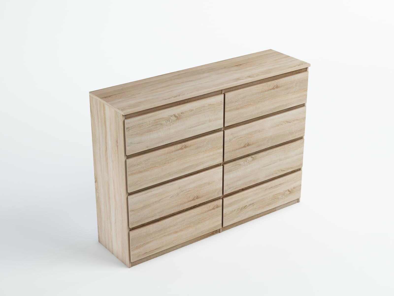 Commode 8 Tiroirs 100 cm - Sonoma - Design Minimaliste - 100x39x101,5 cm - Meuble de Rangement Spacieux pour Chambre, Salon ou Bureau