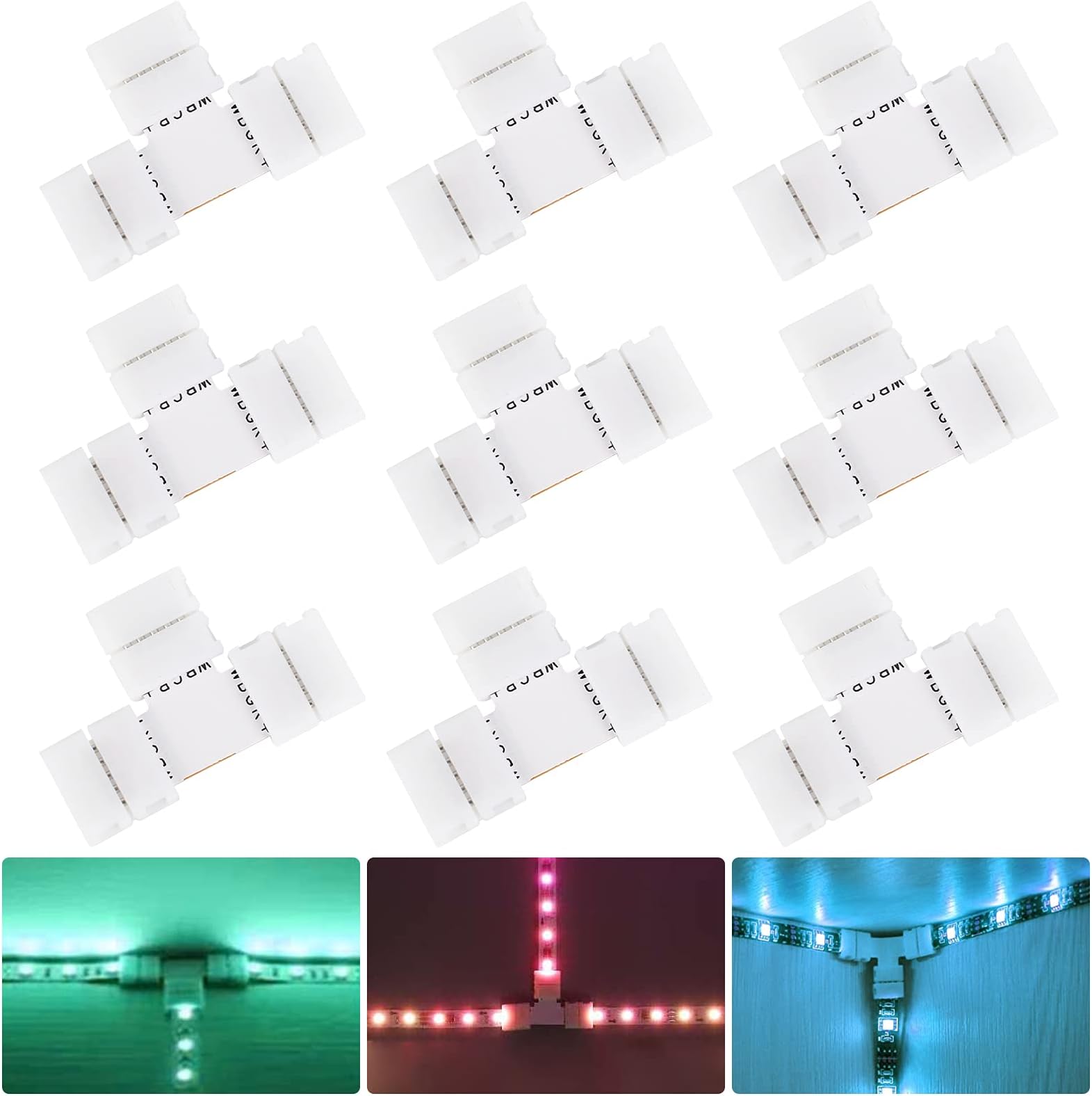 LuluDa 9 PCS Led Strip Light Connector RGB Led Connectors Led 5 Pin Connector t Shape Led Strip Light Connector for 12 Mm 5-Pin RGBW 5050 Led Strip