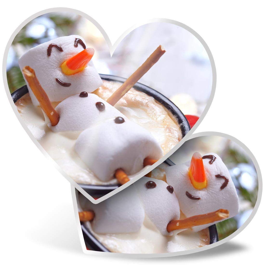 2 x Heart Stickers 7.5 cm - Marshmallow Man Hot Tub Chocolate Fun Decals for Laptops,Tablets,Luggage,Scrap Booking,Fridges, #16701