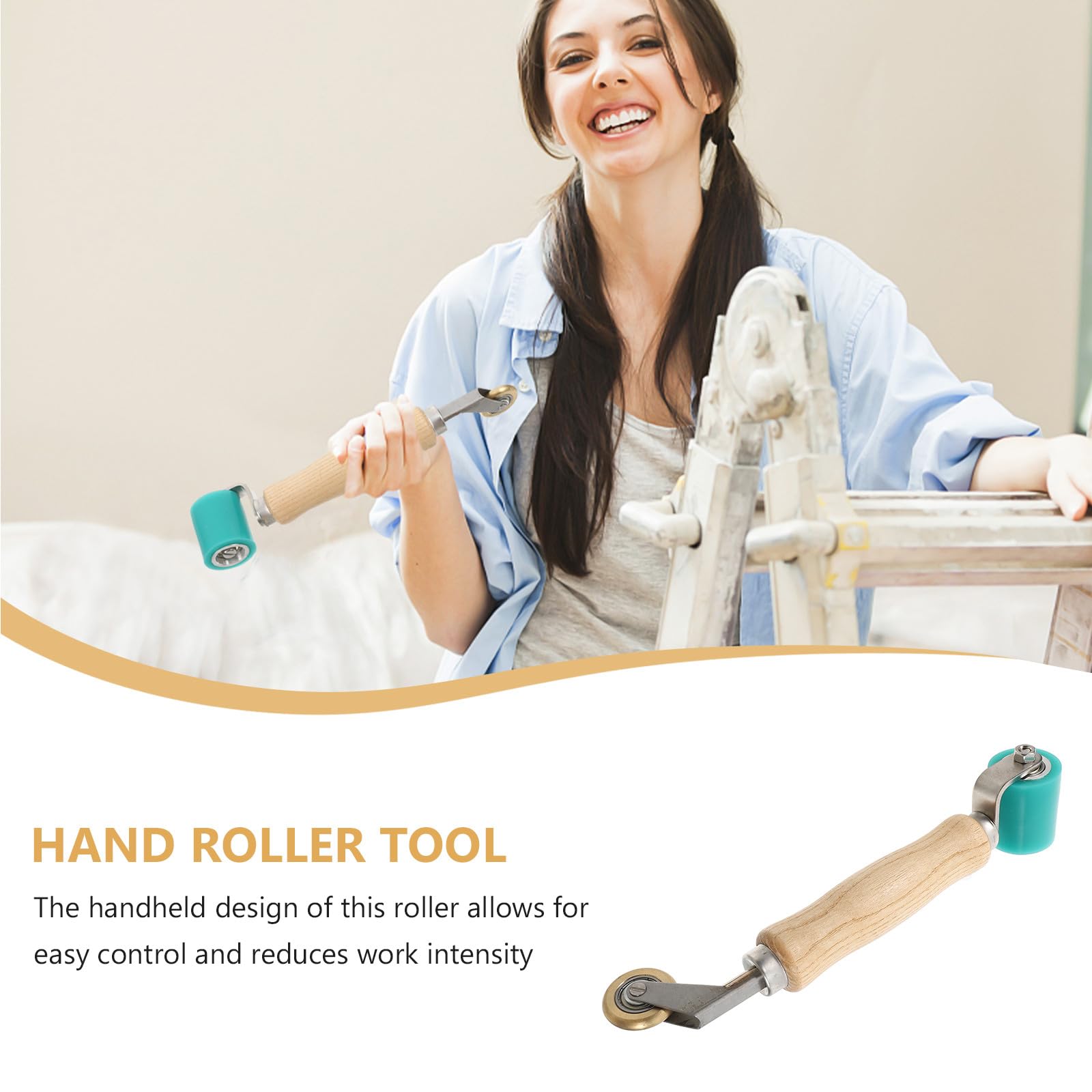 Rodillo de Costura de Mano de Silicona con Doble Cabeza | Mango de Madera y Latón, Uso en Reforma del Hogar y Obras, Diseño Portátil y Ligero