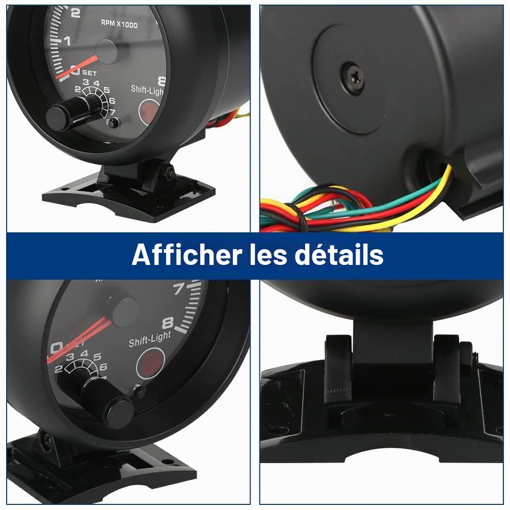 Tachymètre Universel pour Voiture, 12 V 0-8000 TR/Min, LED, Changement de Vitesse