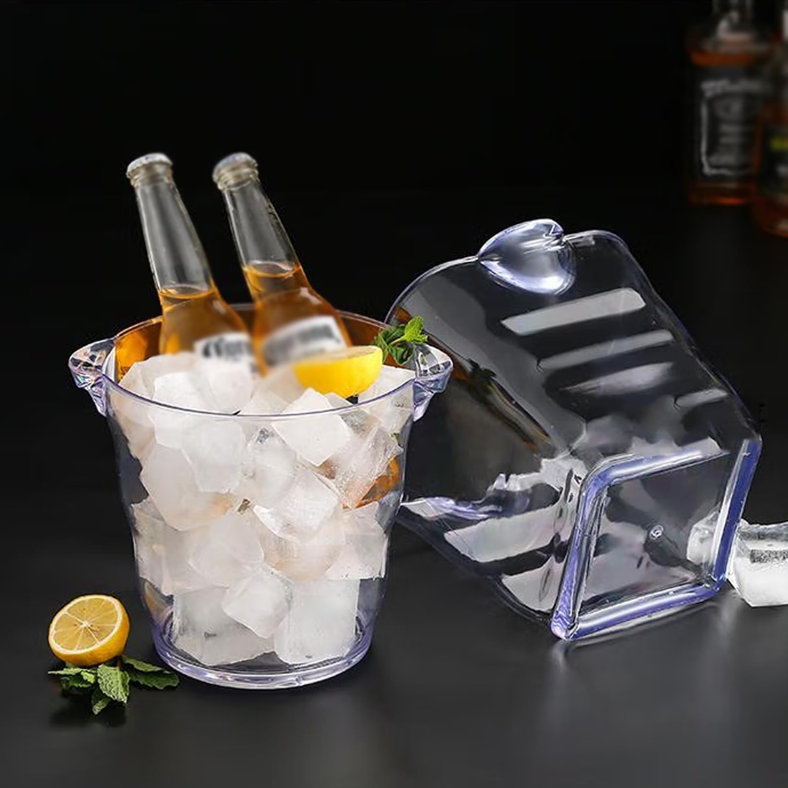 Cubeta para Hielo Cubos de Hielo acrílicos for Fiestas, 5L, Cubo de plástico Transparente for Vino, Botella, Enfriador de Bebidas, Tina, champán, Vino, Cerveza, Bebida Cubiteras