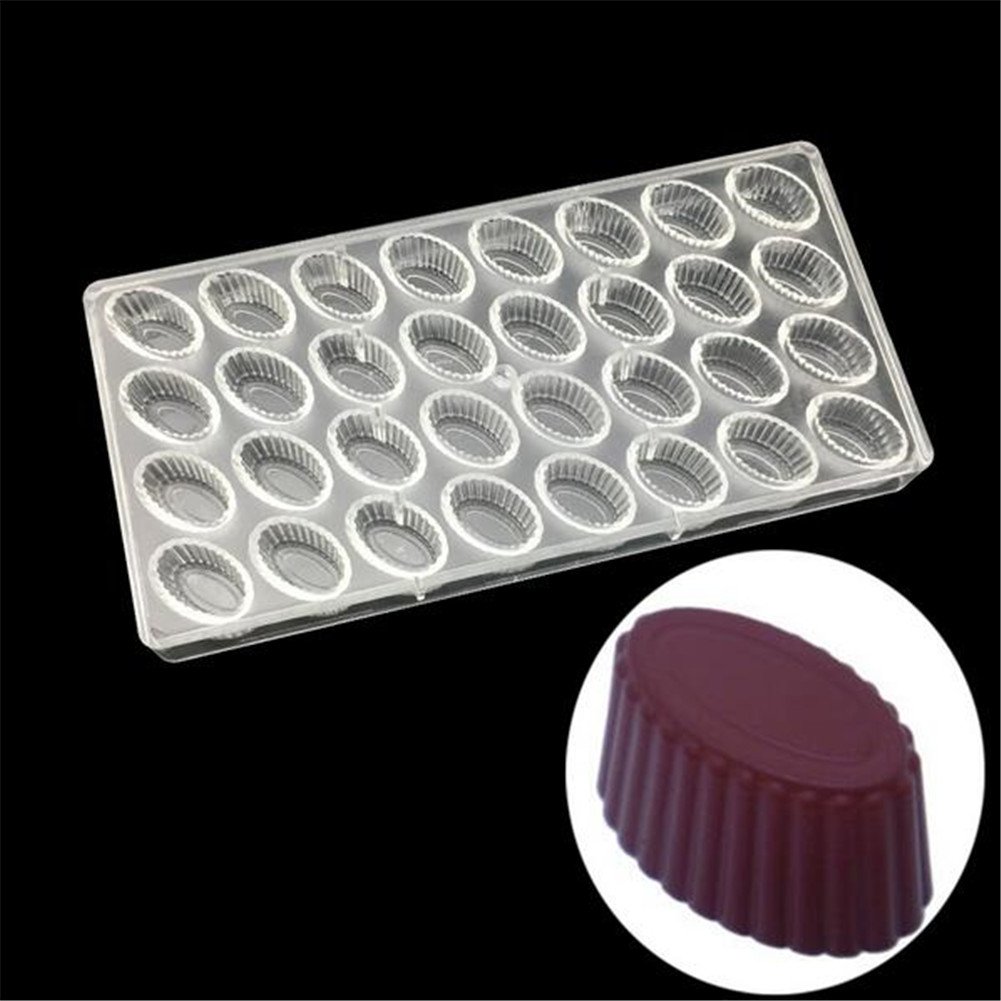 Valink Transparent Vak 28 Cells Oval Cupcake Shape Kitchen Polycarbonate Chocolate Mold,Cake Decoration Chocolate Moulds Bakeware Pan Baking Utensils Pastry Tools For Baker Cook Chefs