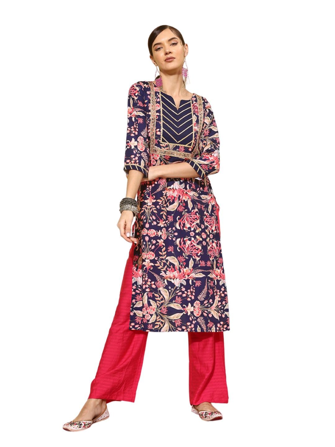 Kurta bleu Varanga col rond la solution fluide contre la chaleur - 6