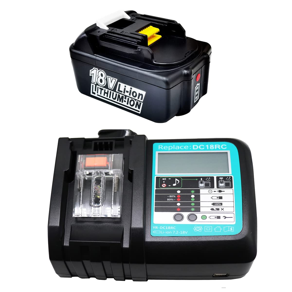 18V 5.0Ah BL1850B Battery and Charger DC18RC for Makita BL1860