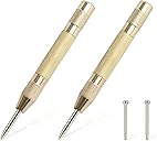 2PCS Automatic Center Punch,5'' Spring Loaded Center Punch, Heavy Duty Steel Adjustable Center Marker Punch Tool with 2PCS Extra Replacement Tip for Metal,Plastic,Wood,Glass by YUIOASE