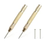 2PCS Automatic Center Punch,5'' Spring Loaded Center Punch, Heavy Duty Steel Adjustable Center Marker Punch Tool with 2PCS Extra Replacement Tip for Metal,Plastic,Wood,Glass by YUIOASE
