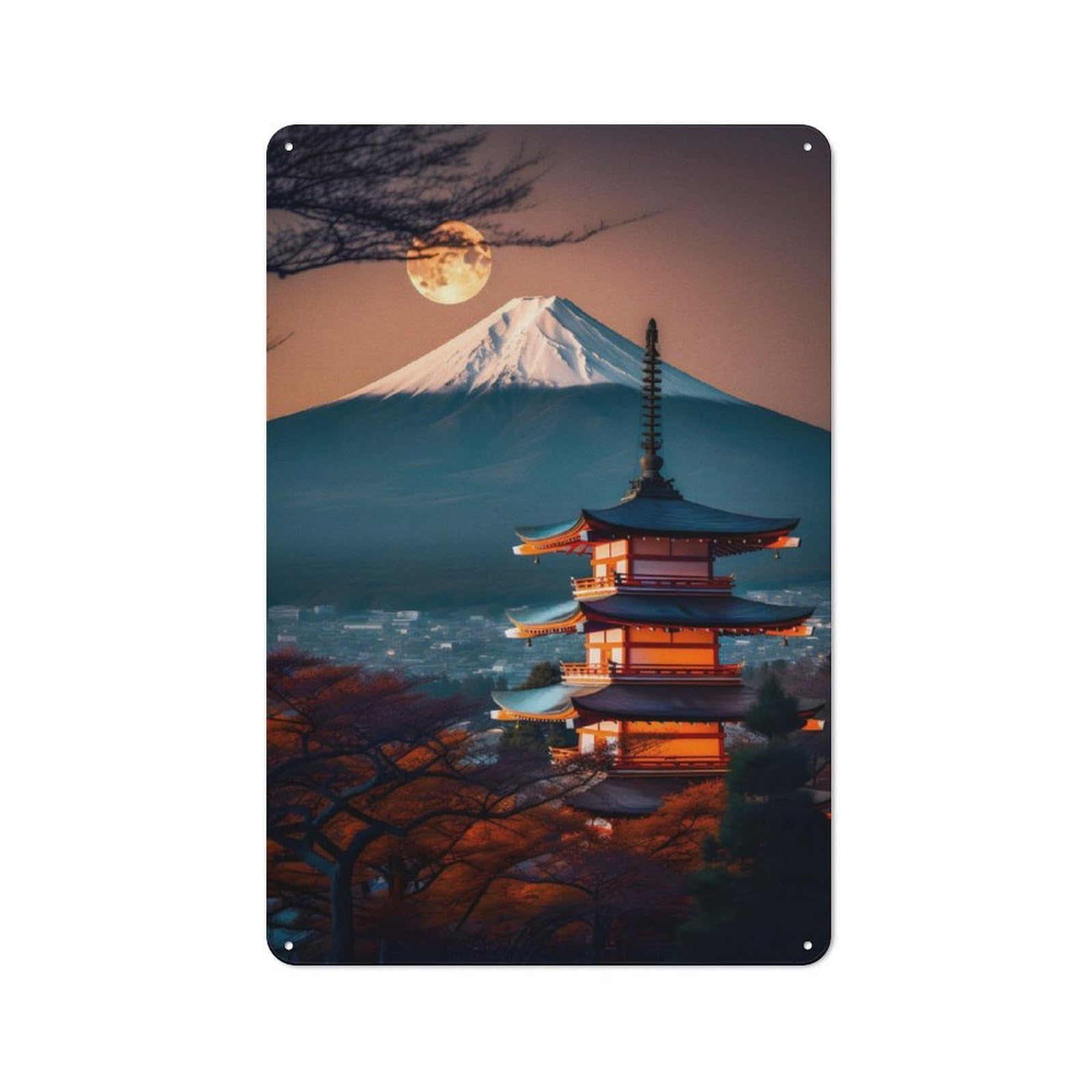Junmoney Japanese Night 09 Retro Metal Wall Sign 30X20cm For Guest Room Or Hallway, New-Space Wall Decor For Home Decor Collectors