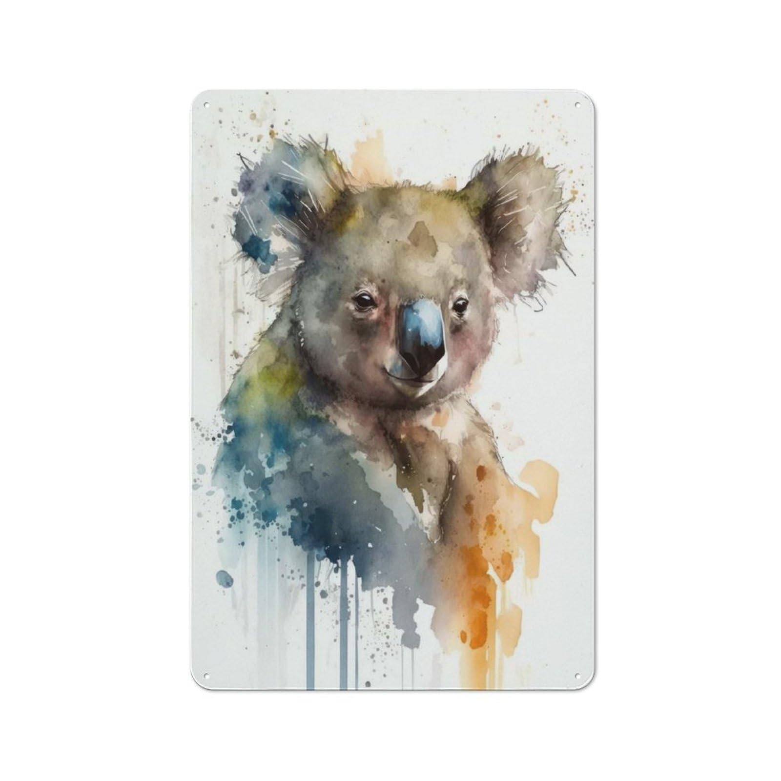 Junmoney Koala Watercolor Design Rustic Country Metal Sign 30X20cm, Cottage Wall Art For Dining Room, Cafe, Entryway Or Family Room