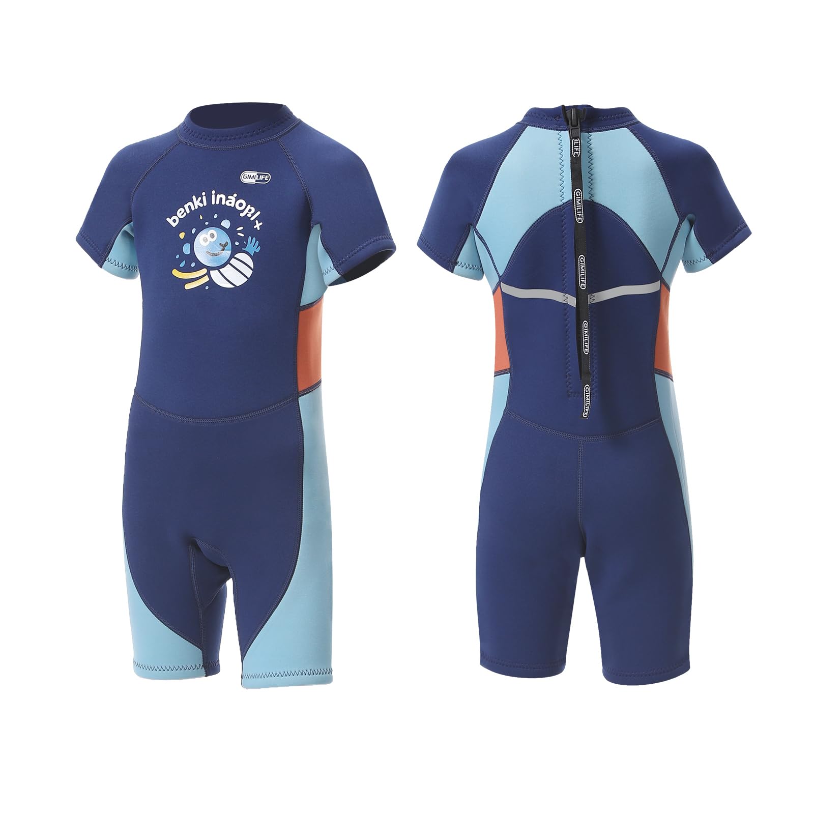 Neoprenanzug Kinder, 2MM Neoprenanzug Kinder Kurz/Lang, Thermischer UV-Schutz Badeanzug, Rückenreißverschluss zum Schwimmanzug kinders, Neopren Wetsuit für Mädchen Jungen 4-12 Jahre