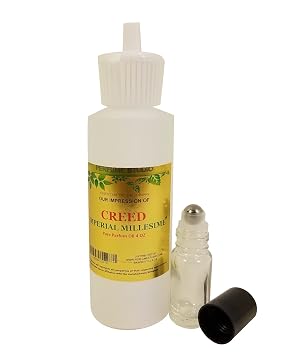 Premium Perfume Oil IMPRESSION Compatible with Millesime* Bulk Designer Type Oil; 4oz HDPE Bottle with Flip Top and a 5ml Glass Roller Bottle