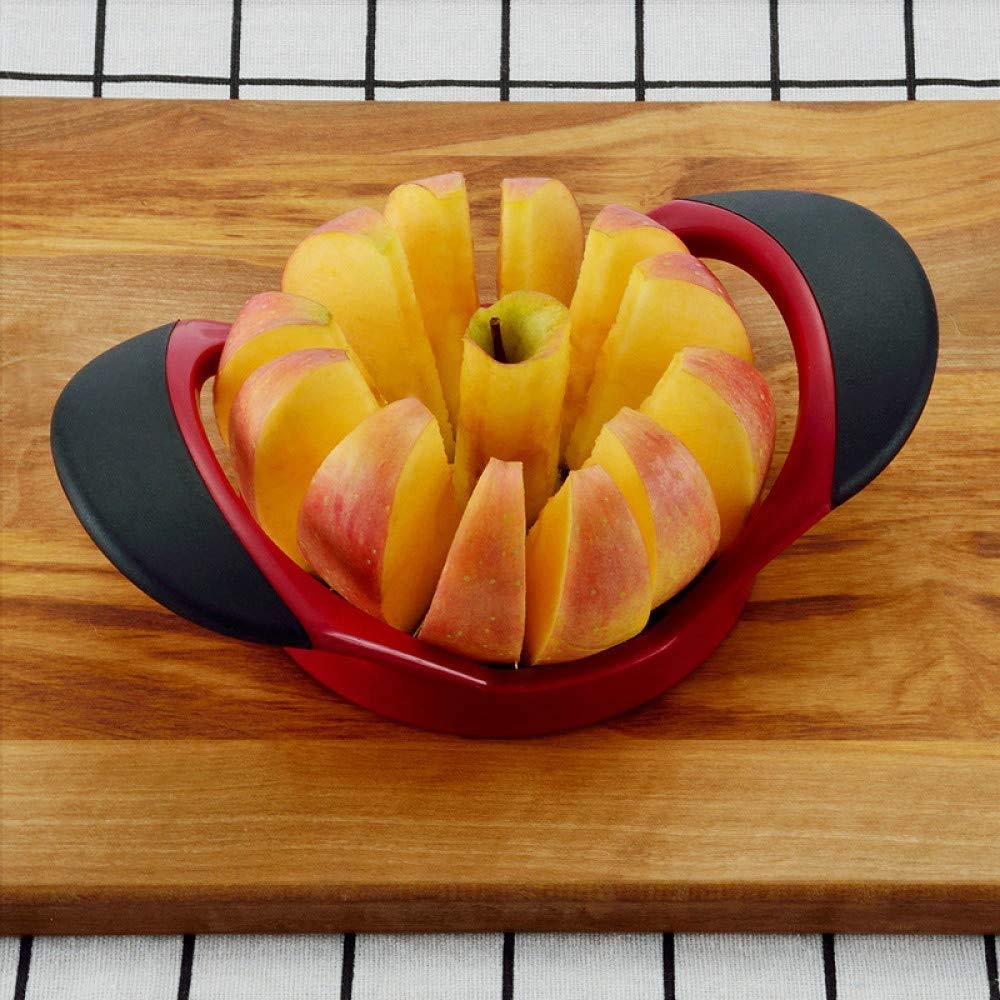 Descorazonador y cortador de manzanas de acero inoxidable, mango ergonómico ABS antideslizante con 12 hojas afiladas, grande, robusto y resistente a la oxidación