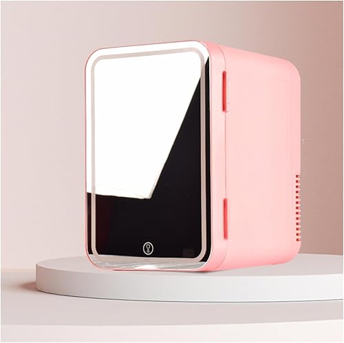 GaRcan Small Mini Fridge For Bedroom, With Led Mirror, 8L Capacity Makeup Fridge, Chill Or Heat, Ac 220v, Dc 12v Beauty Care Fridge, Cosmetic Fridge
