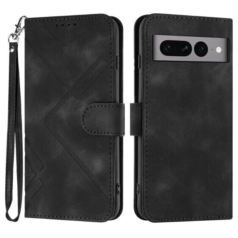 Étui Google Pixel 9 Pro noir avec fentes cartes et fermeture magnétique housse cuir