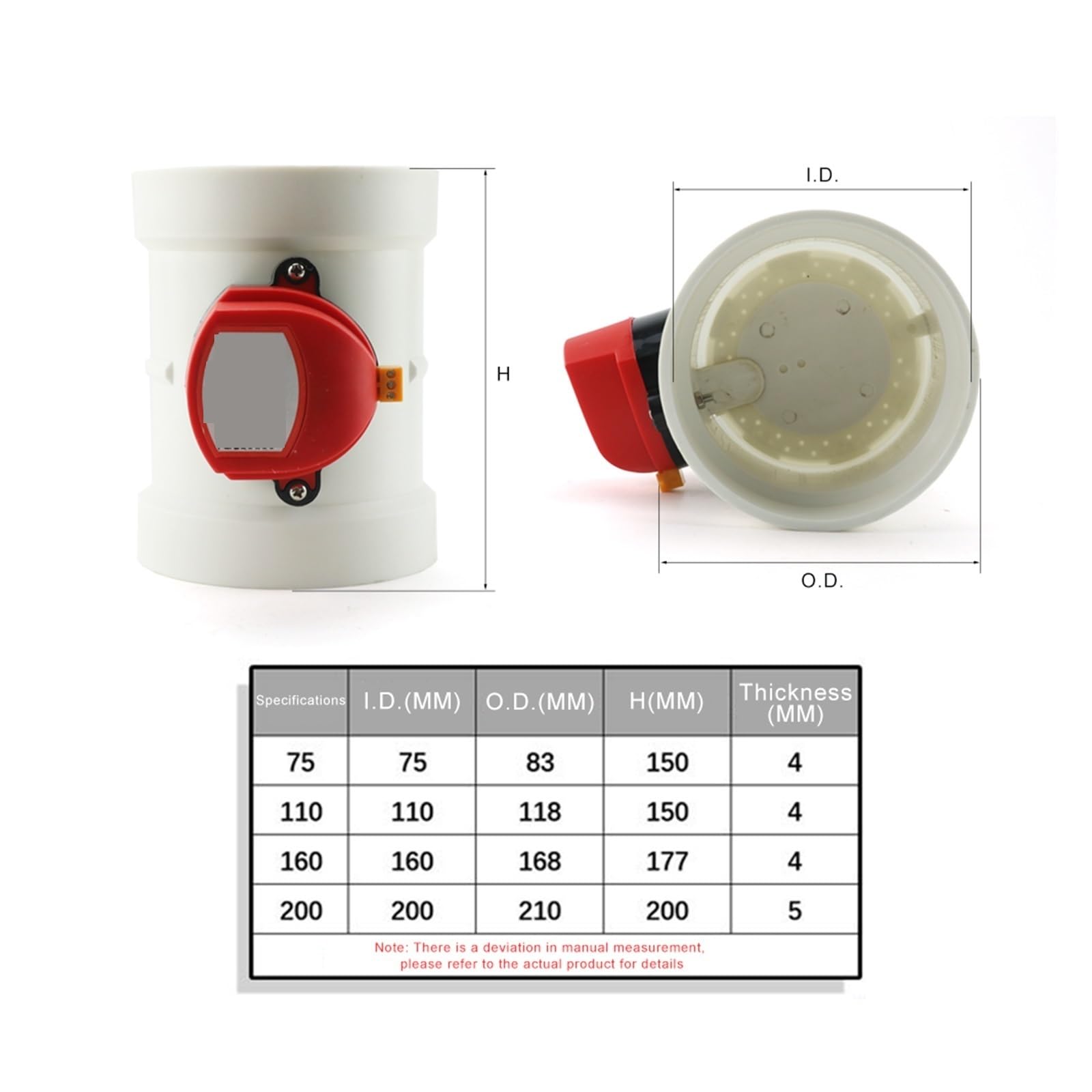 Zawór kulowy, Plastikowy Amortyzator Powietrza Z Napędem ABS 75 MM/110 MM Zawór Zwrotny PCV Kanałowy Regulator Głośności Do Rury Wentylacyjnej(75mm)