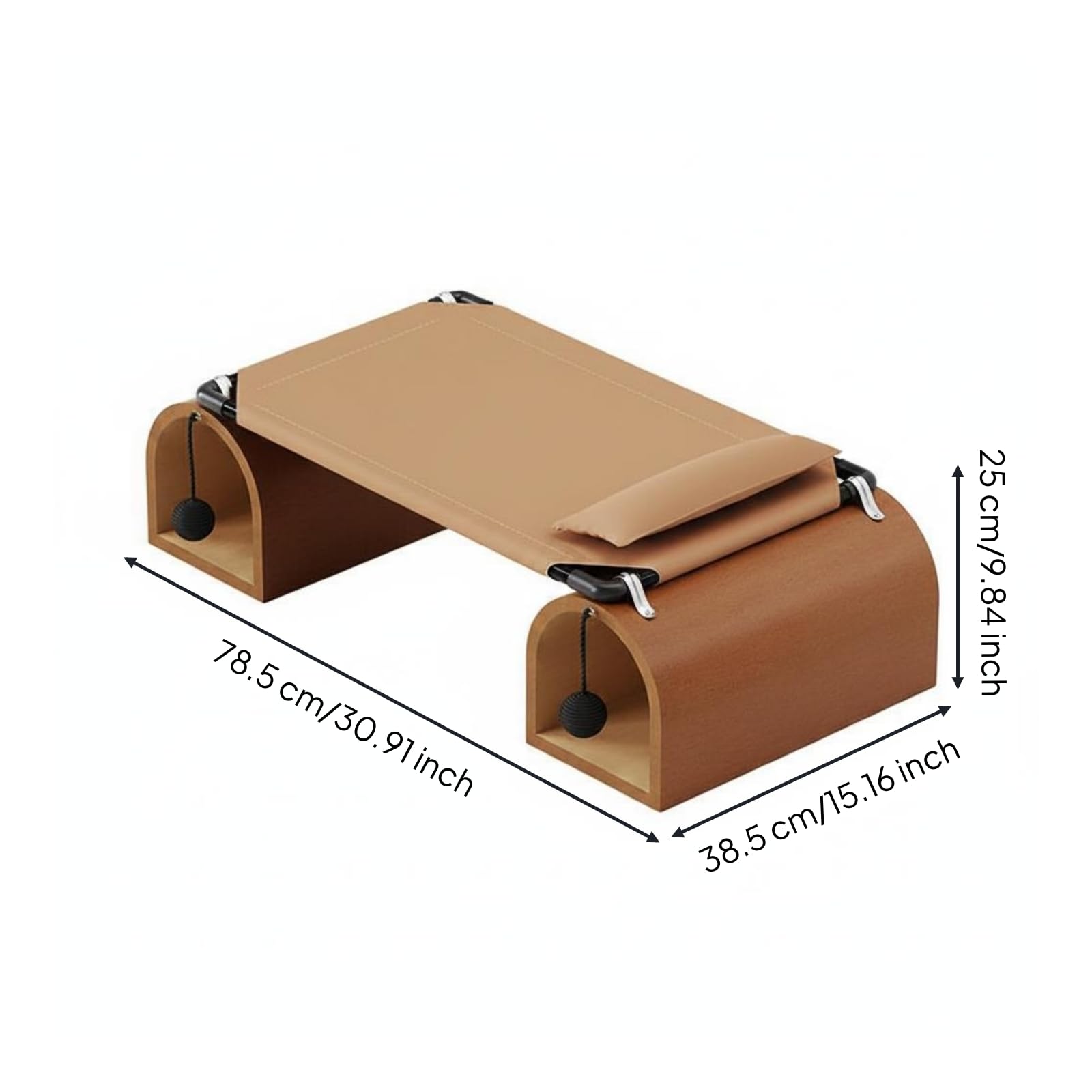 kowaku Tunnel Riposo Letto Gatto Amaca Rifugio Cunicolo con Tessuto Tecnico AntiGraffio Struttura in Legno Ferro Superficie, Marrone, Letto A Tunnel per Gatti