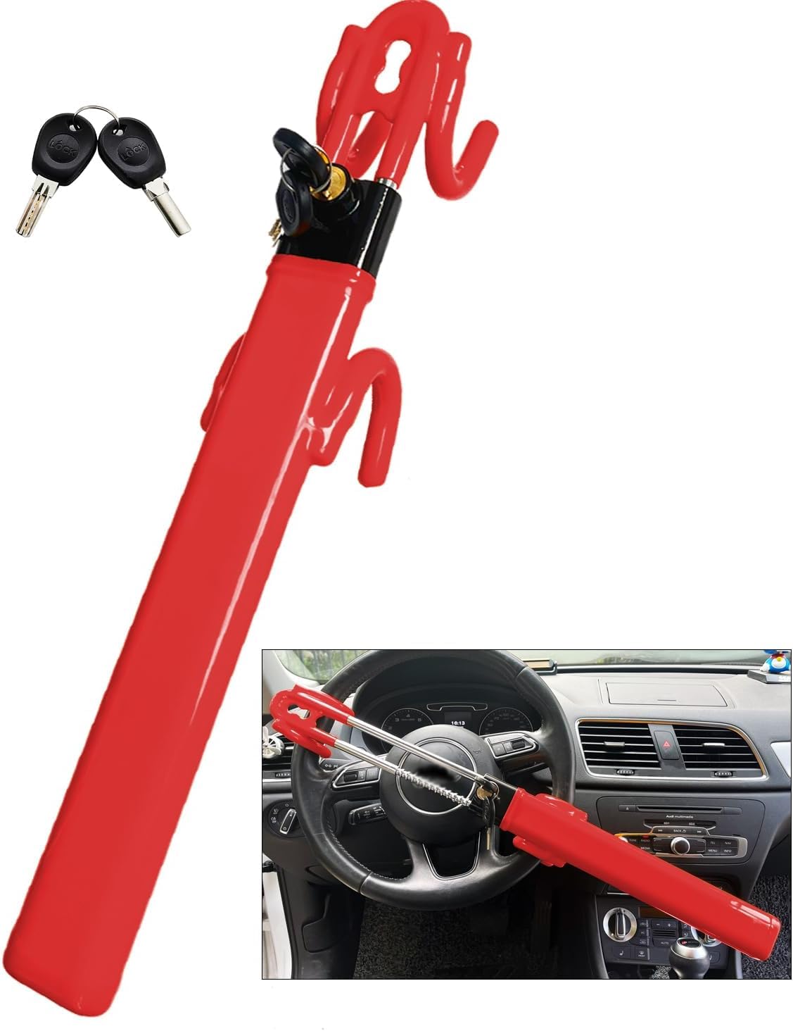 Gdmsoqplnv Red Anti Theft Steering Lock Device For Genesis Gv70 Ev 2023-2024,Car Steering Wheel Locks Universal Seat Belt Lock,