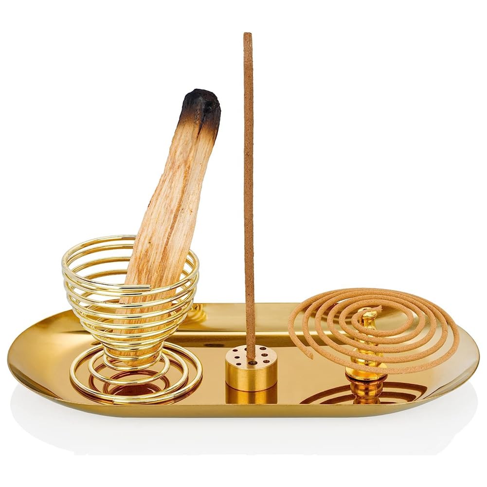 Myhoomowe 4 bastoncini di incenso, supporto per bruciatore di incenso per bacchette di incenso/bobina di incenso, coni di incenso, per meditazione yoga